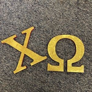 Chi Omega Wooden Glitter Letters
